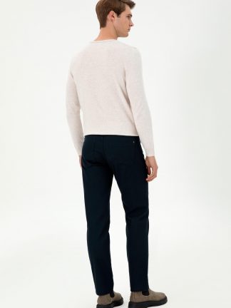 شلوار کتان مردانه سرمه ای یو اس پولو