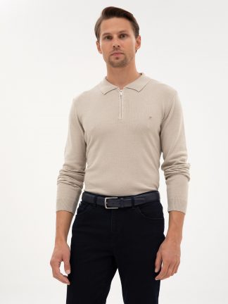 پلیور مردانه کرم ملانژ پیرکاردین