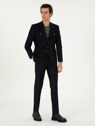 شلوار پارچه ای مردانه سرمه ای تیره کاشارل