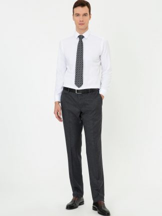 شلوار پارچه ای مردانه خاکستری تیره کاشارل