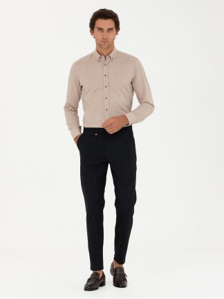 شلوار کتان مردانه سرمه ای کاشارل