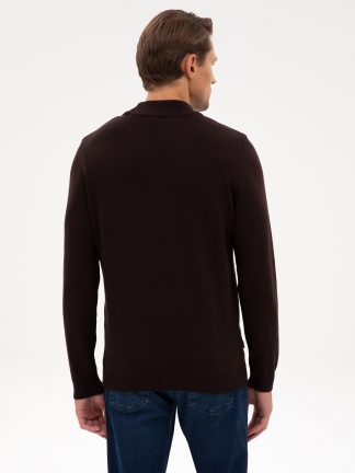 پلیور مردانه قهوه ای تیره پیرکاردین