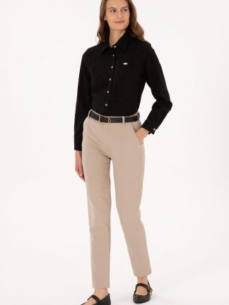 شلوار کتان زنانه بژ یو اس پولو