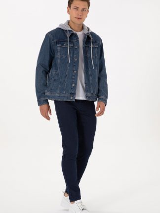 شلوار جین اسلیم فیت مردانه آبی تیره یو اس پولو