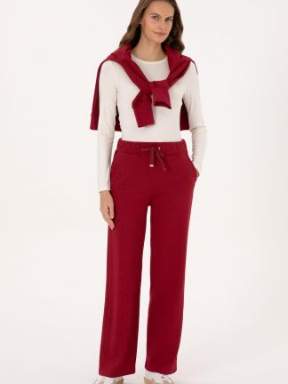 شلوار راحتی زنانه زرشکی یو اس پولو