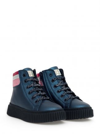 نیم بوت دخترانه سرمه ای بندی و زیپ دار یو اس پولو