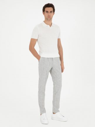 شلوار کتان و پارچه ای مردانه خاکستری روشن کاشارل