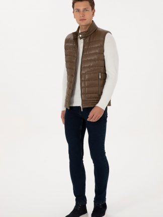 جلیقه مردانه خاکی روشن یو اس پولو