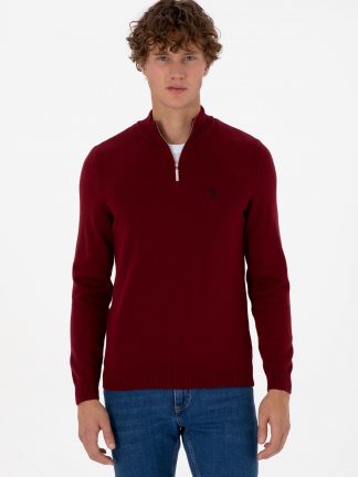 پلیور مردانه زرشکی یو اس پولو