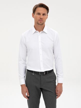 پیراهن آستین بلند مردانه سفید پیرکاردین