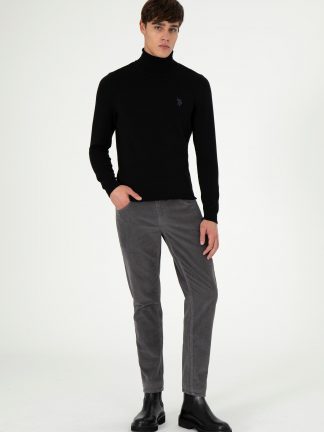 شلوار کتان مردانه خاکستری تیره یو اس پولو