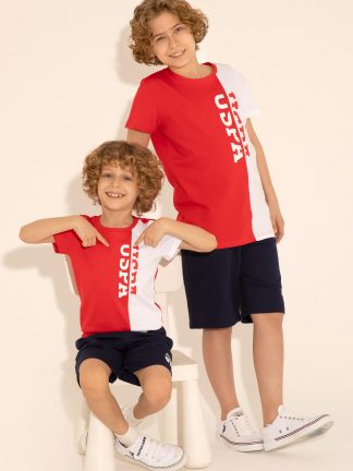 تی شرت پسرانه قرمز یو اس پولو