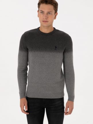پلیور مردانه خاکستری تیره یو اس پولو