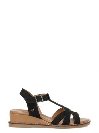 صندل لژ دار زنانه مشکی مدل BERRY 5FX اینجی تصویر ۱