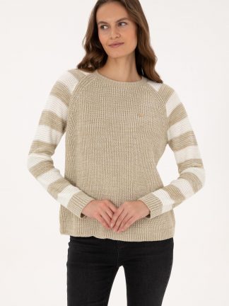 پلیور زنانه خاکی روشن یو اس پولو