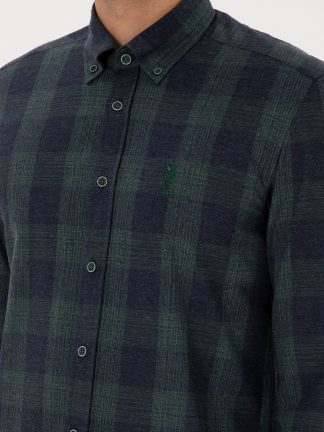 پیراهن آستین بلند مردانه سبز تیره یو اس پولو