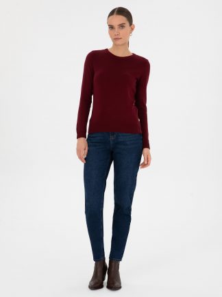 شلوار جین مام فیت زنانه آبی تیره پیرکاردین