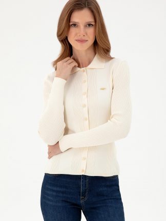 ژاکت زنانه کرم یو اس پولو