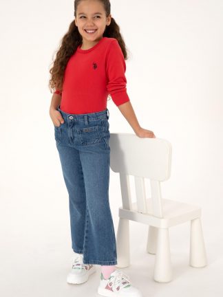 شلوار جین دخترانه آبی روشن یو اس پولو