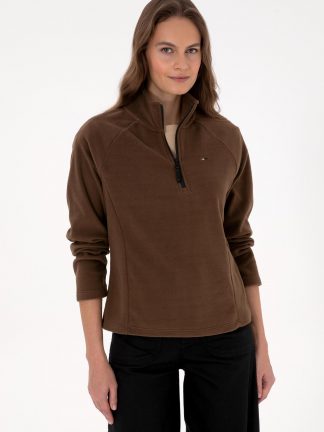 سویشرت زنانه قهوه ای یو اس پولو