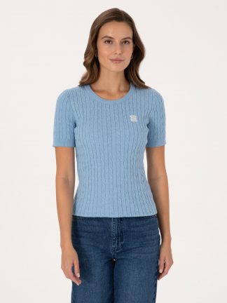 تیشرت زنانه آبی پیرکاردین