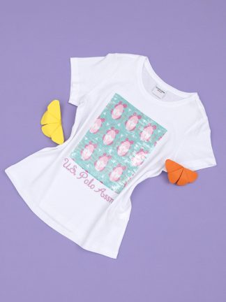 تی شرت دخترانه سفید یو اس پولو