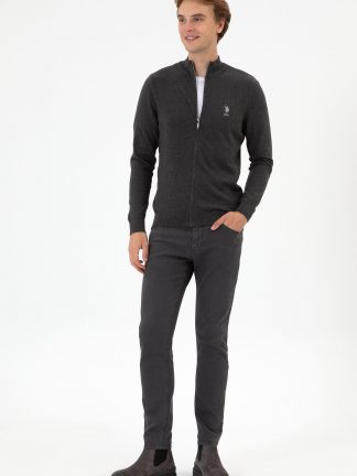 ژاکت مردانه خاکستری تیره یو اس پولو