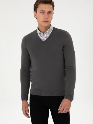 پلیور مردانه خاکستری یو اس پولو