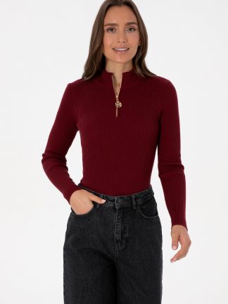 پلیور زنانه زرشکی یو اس پولو