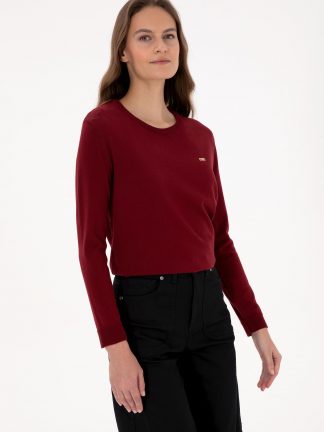 پلیور زنانه زرشکی یو اس پولو