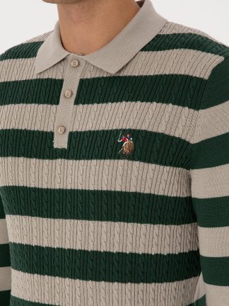 پلیور مردانه طوسی ملانژ یو اس پولو