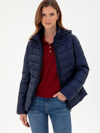 کاپشن زنانه سرمه ای یو اس پولو