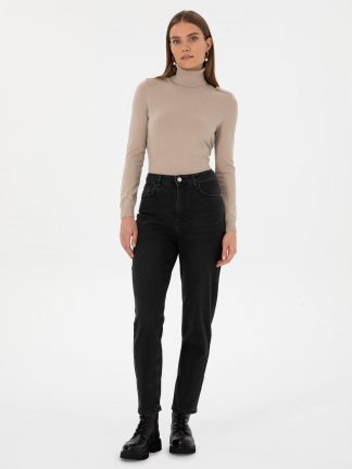 شلوار جین مام فیت زنانه خاکستری تیره پیرکاردین