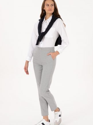 شلوار کتان زنانه خاکستری روشن یو اس پولو تصویر ۱