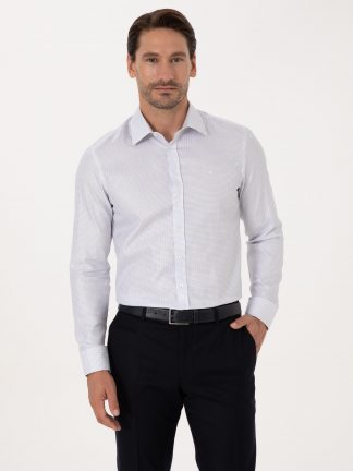 پیراهن آستین بلند مردانه سفید کاشارل