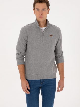 سویشرت مردانه خاکی ملانژ یو اس پولو