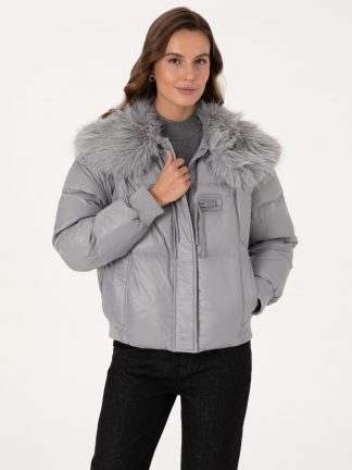 کاپشن زنانه خاکستری پیرکاردین