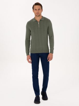 شلوار جین اسلیم فیت مردانه آبی نفتی پیرکاردین