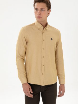 پیراهن آستین بلند مردانه آبی نفتی یو اس پولو