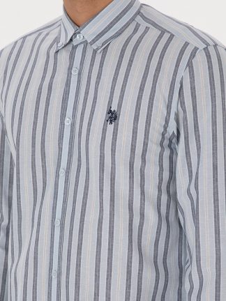 پیراهن آستین بلند مردانه آبی روشن یو اس پولو