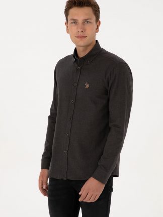 پیراهن آستین بلند مردانه مشکی یو اس پولو