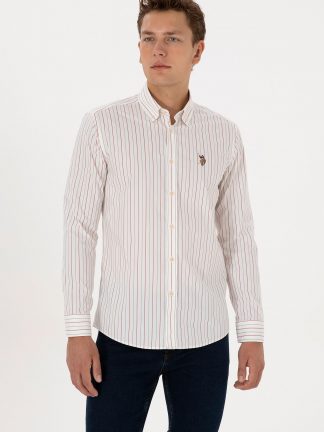 پیراهن آستین بلند مردانه زرشکی یو اس پولو