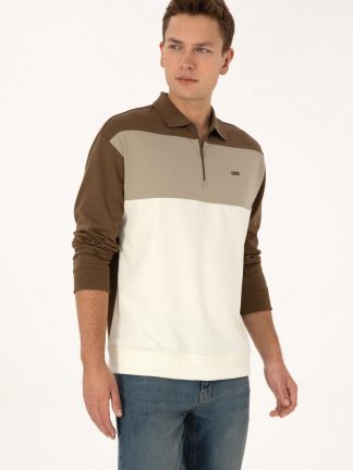 سویشرت مردانه خاکی روشن یو اس پولو