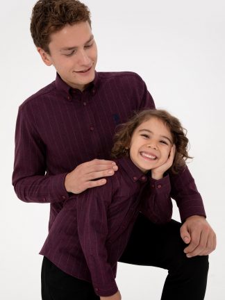 پیراهن آستین بلند مردانه زرشکی یو اس پولو