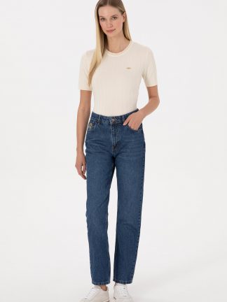 شلوار جین راسته زنانه آبی یو اس پولو