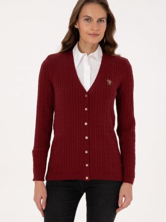 ژاکت زنانه زرشکی یو اس پولو