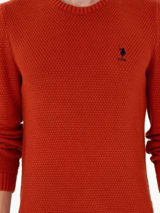 پلیور مردانه آجری ملانژ یو اس پولو