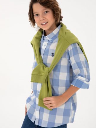 پیراهن پسرانه آبی روشن یو اس پولو