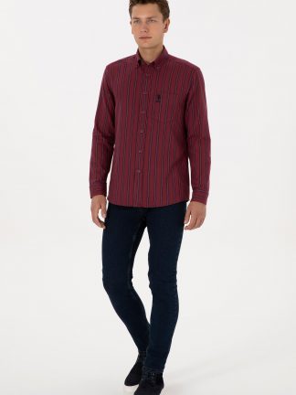 پیراهن مردانه زرشکی یو اس پولو