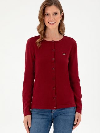 ژاکت زنانه زرشکی یو اس پولو